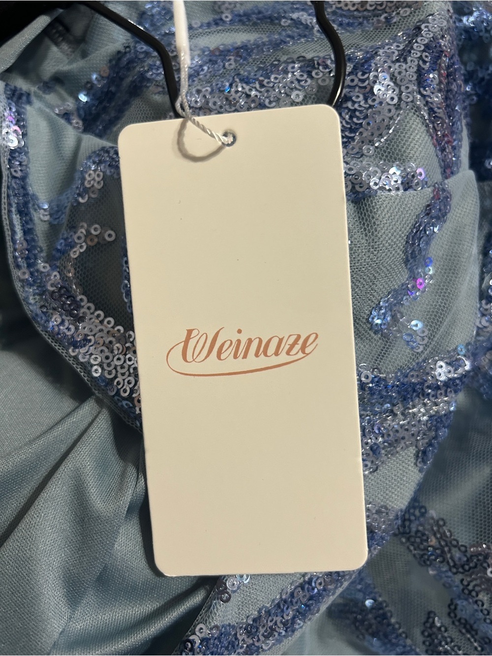 Spaghetti-Strap Sequined Mini Dress in Dusty Blue - Picture 4 of 4